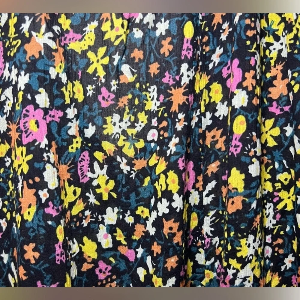 FREE PEOPLE Gardenia Tunic in Black Yellow Floral Sequin Oversized Size Small
